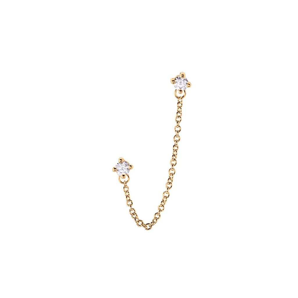 Bijou D'oreille Unitaire Pendante Plaqué Or Jaune Dofi Oxyde