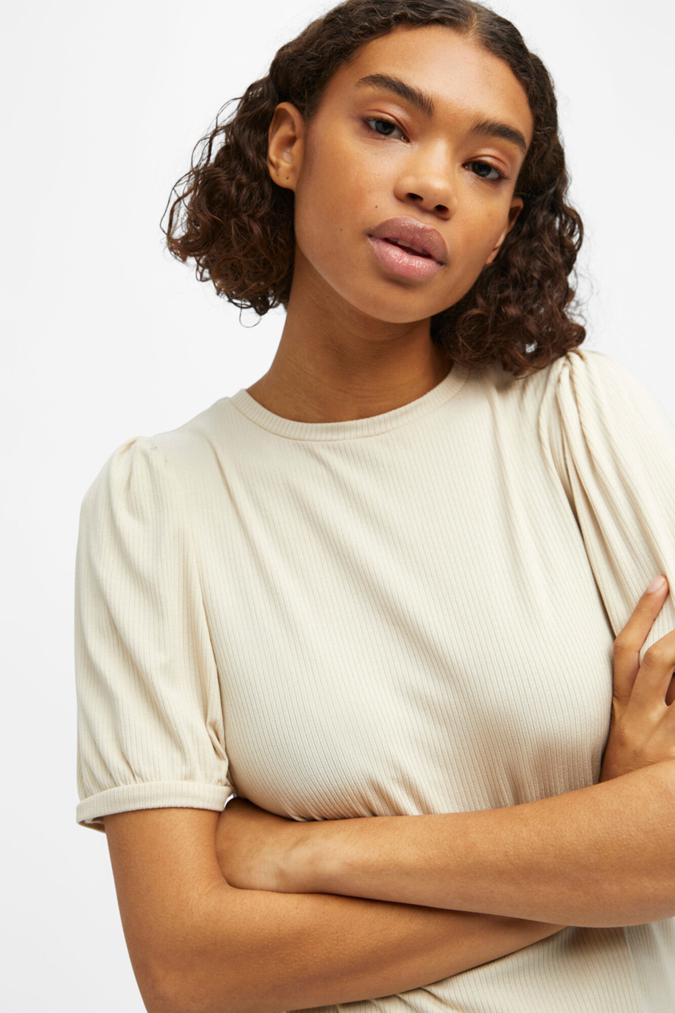 Camiseta com mangas bufantes - Cinza