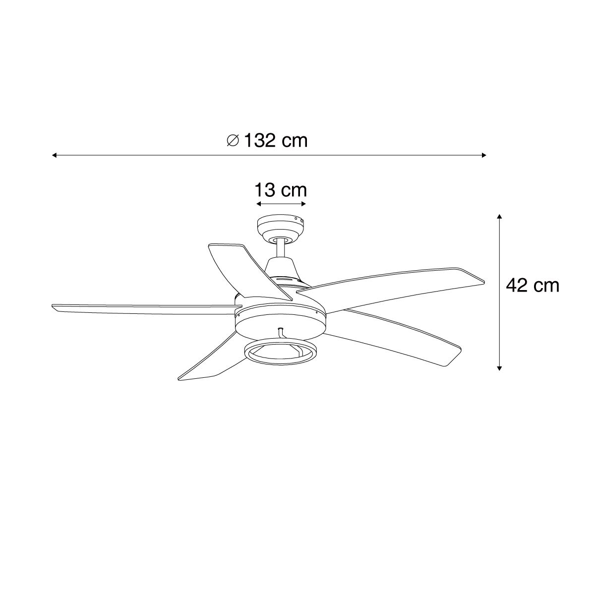 Plafondventilator zwart 132cm incl. LED met afstandbediening - Cool Anello