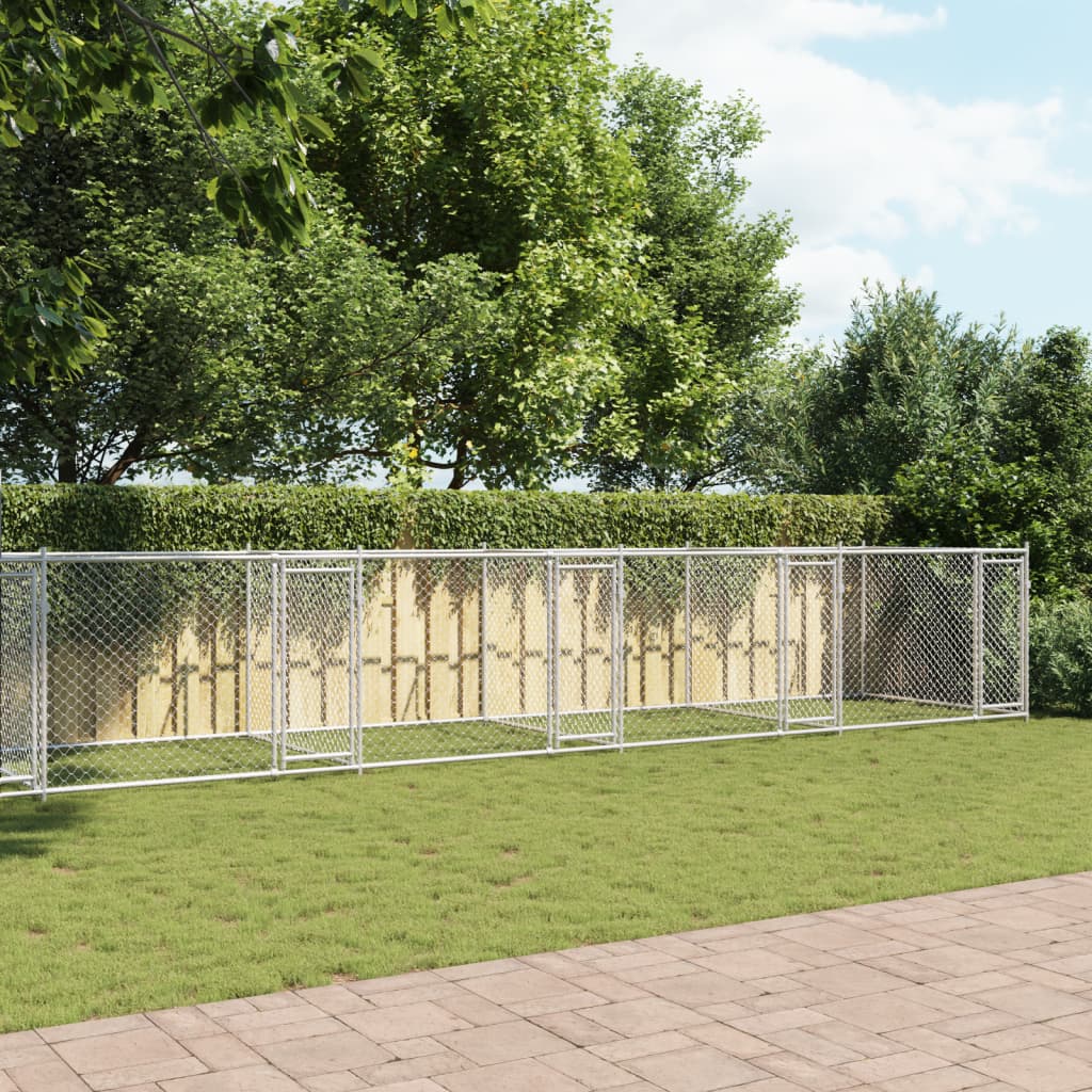 Gaiola para cães vidaXL com portas, aço galvanizado, cinza, 10x2x1,5 m