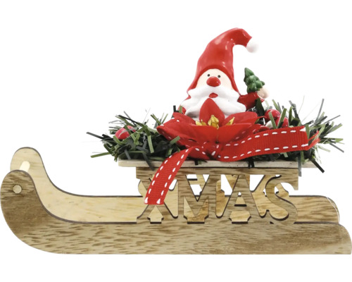 Kerstversiering Kerstman op slee hout