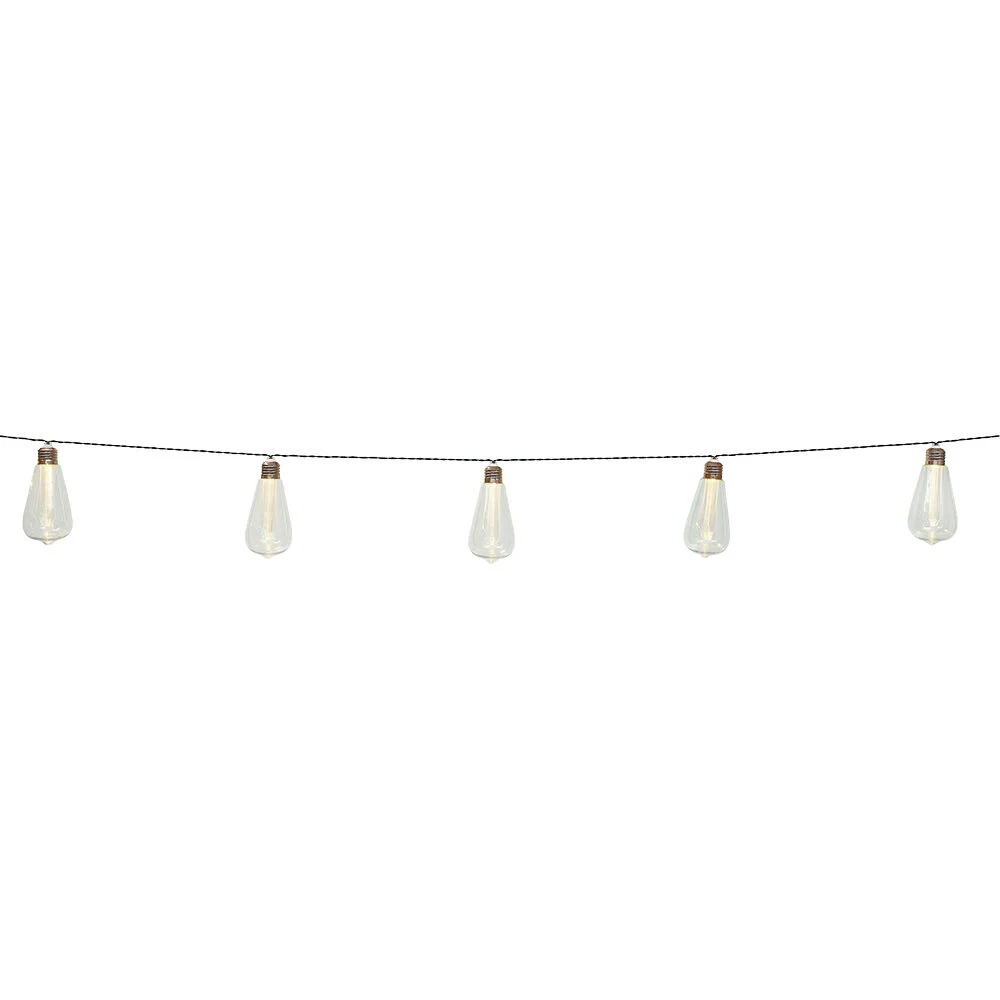 Guirlande solaire guinguette forme ampoule 10 LED blanc chaud 3,7 m