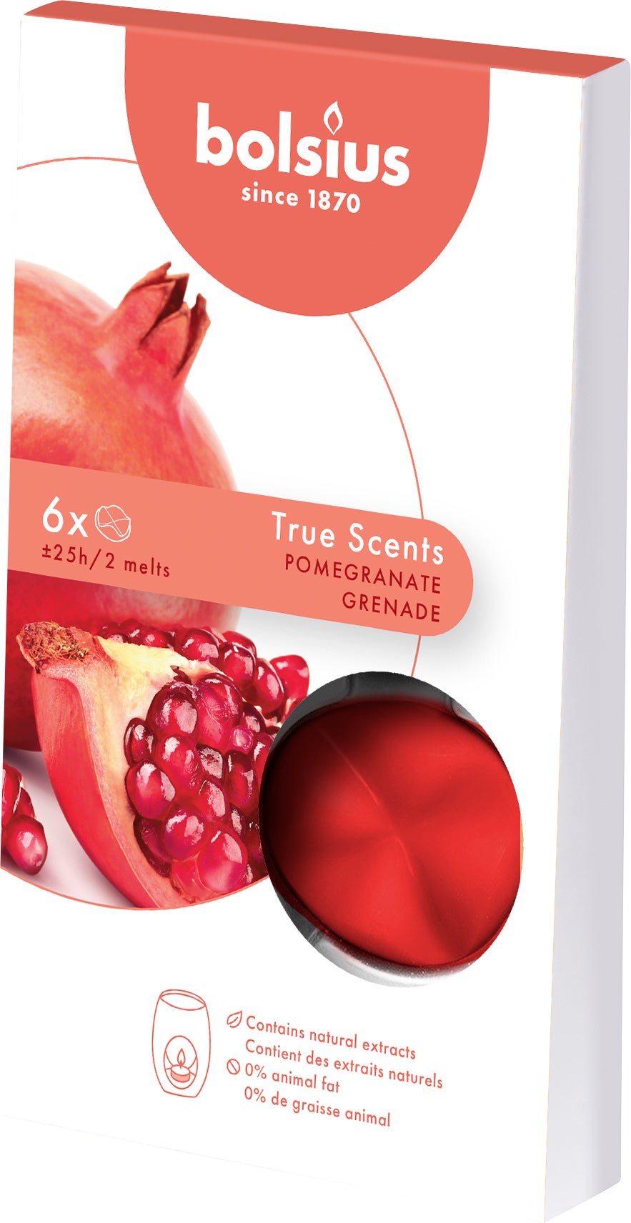Bolsius geurwax True Scents Pomegranate rood 3 x 10 x 18 cm