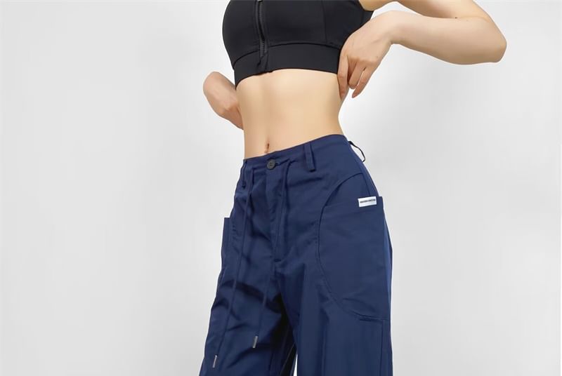 Bazer - Hoge taille effen joggingbroek met wijde pijpen