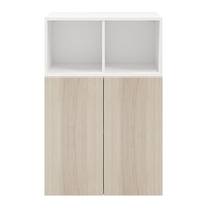 Meuble de rangement blanc portes battantes effet chêne GoodHome Atomia H. 112,5 x L. 75 x P. 37 cm