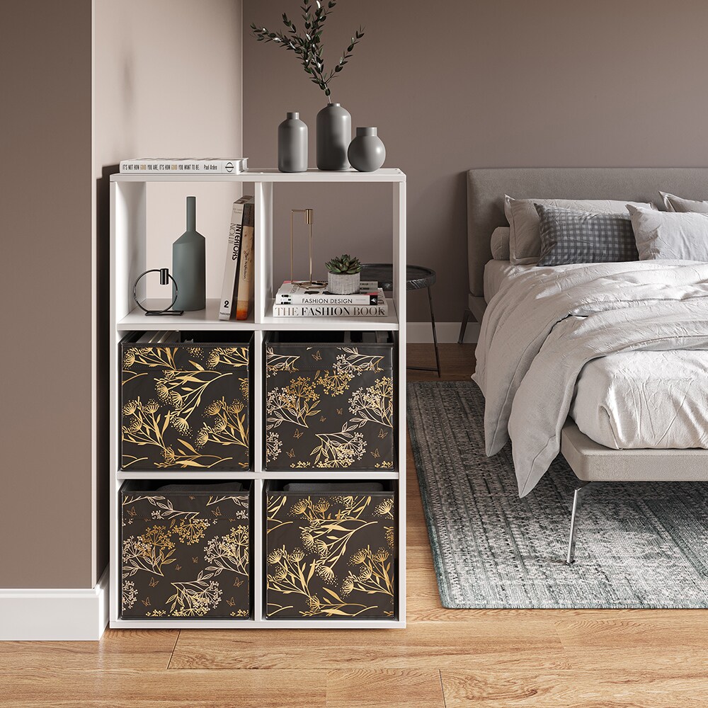 Vicco Faltbox Aufbewahrungsbox Regalbox Schwarz Gold Floral 1 Hartkarton Ablage
