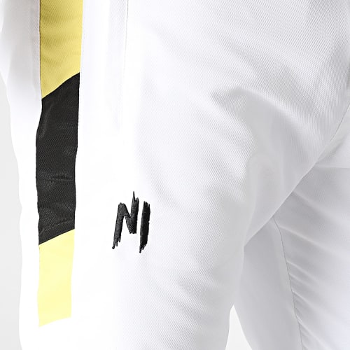 Pantalon Jogging A Bandes Uzi Blanc Jaune