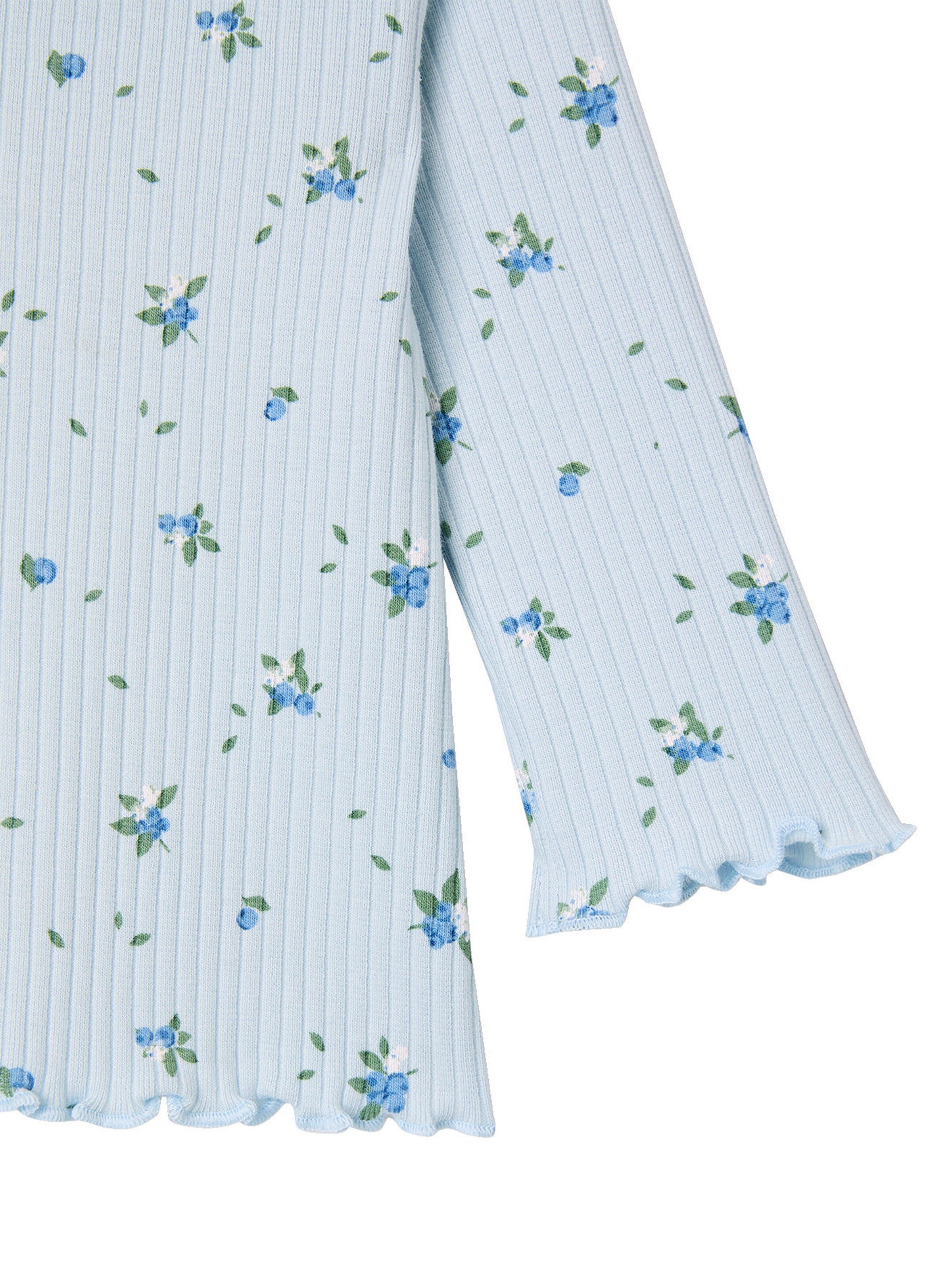 Vertbaudet Bio-Kollektion: geripptes Baby Shirt mit langen Ärmeln himmelblau