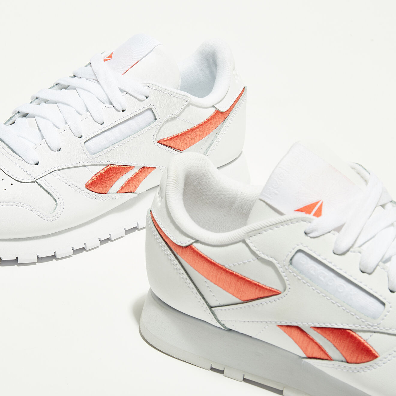 Reebok Baskets en Cuir Cl Lthr Bicolore blanc/orange