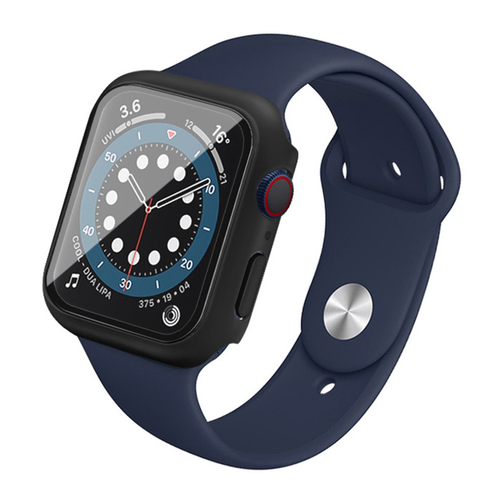 Apple Watch (44mm) Hardcase Bumper Hülle mit Displayschutz - Schwarz