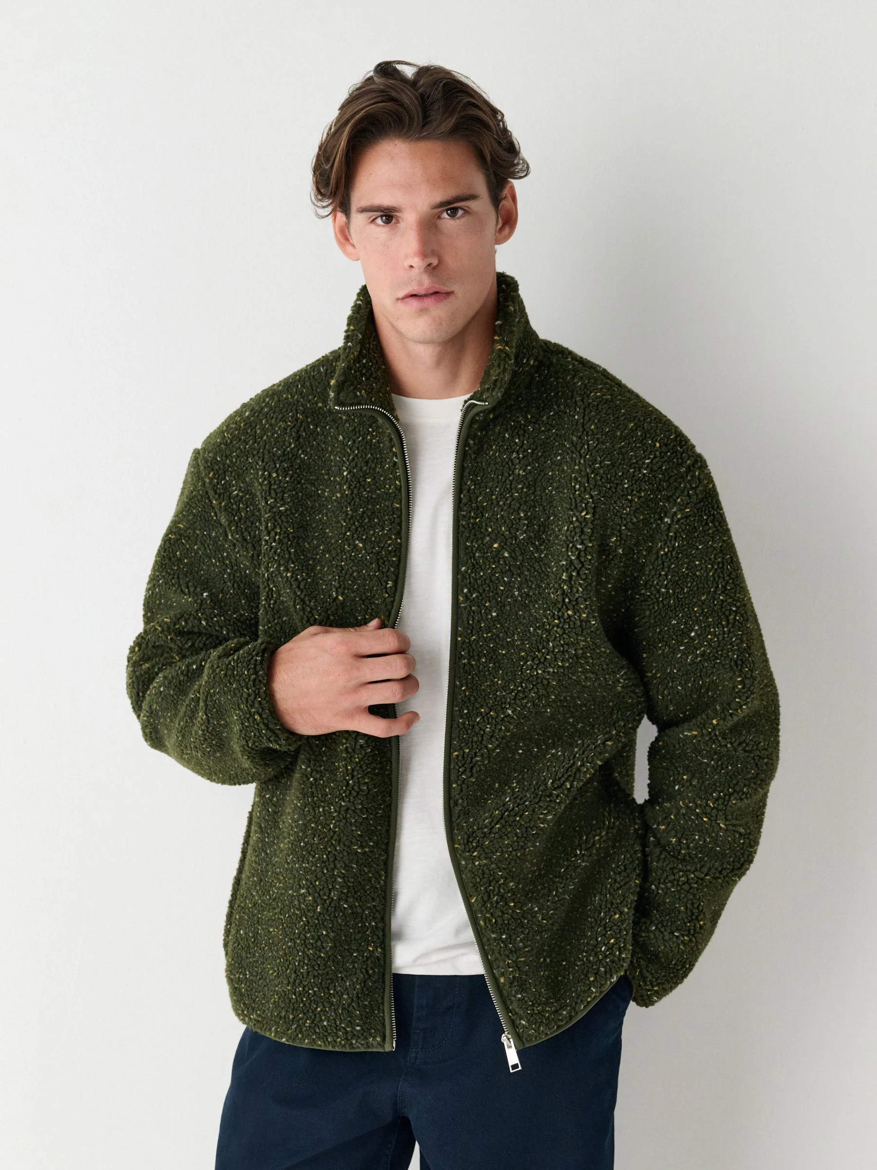 Kaki Groen nep - Doorritsbare funnel Borg Fleece