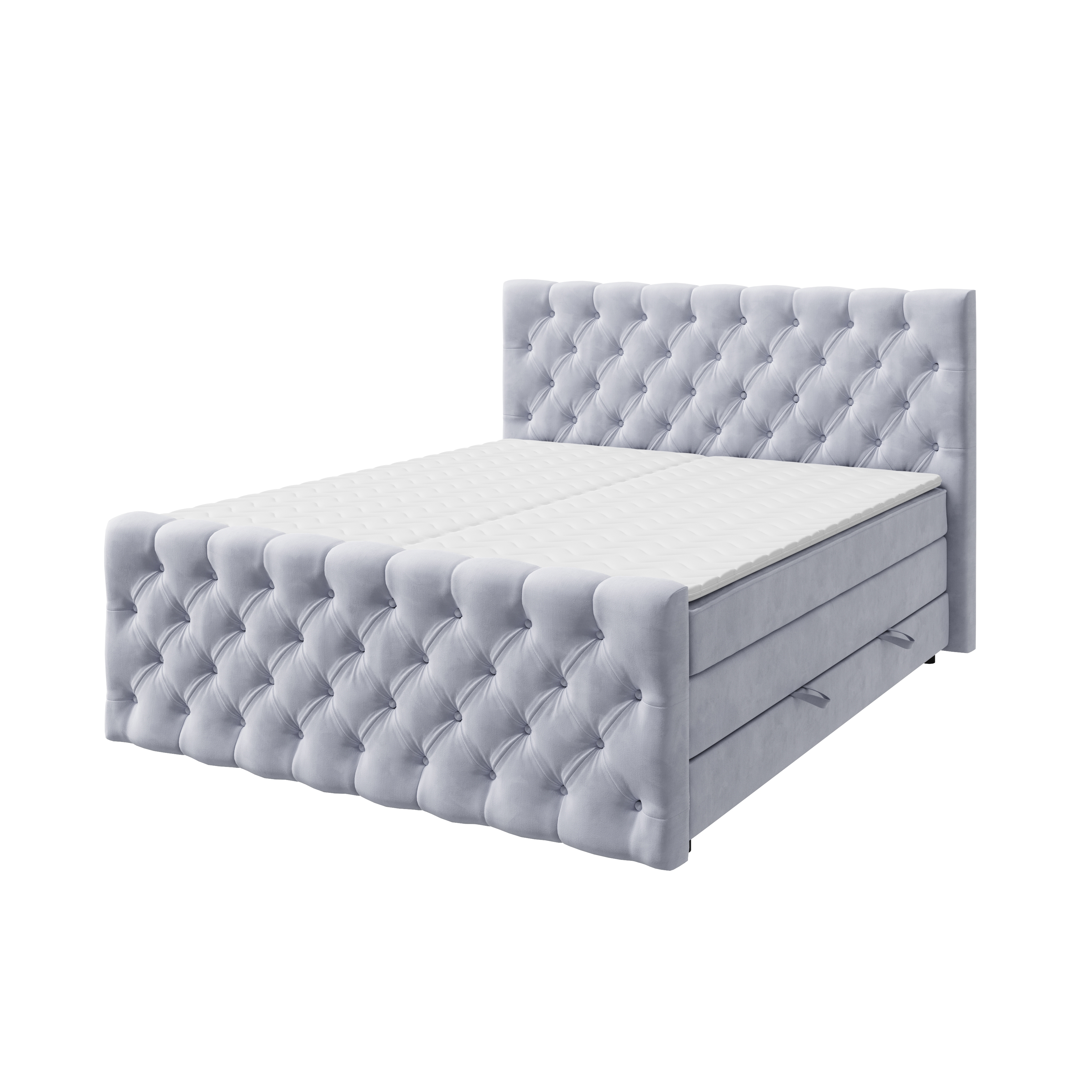 Boxspringbett - silber - H3 - 140x200 cm