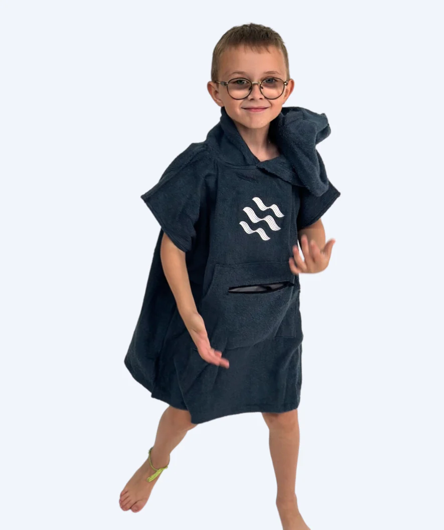 Watery badeponcho til børn - Bomuld - Mørkeblå
