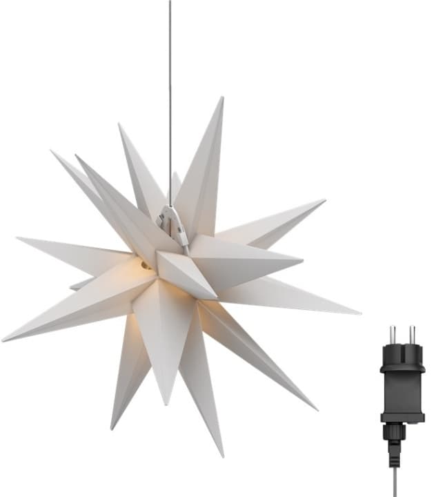Goobay LED julestjerne 3D, Ø 56 cm, 4,5 V udendørs transformer med timer og 18 spidser, varm hvid (3000 K), af vejrbestandig plast (IP44), 9,5 m kabel