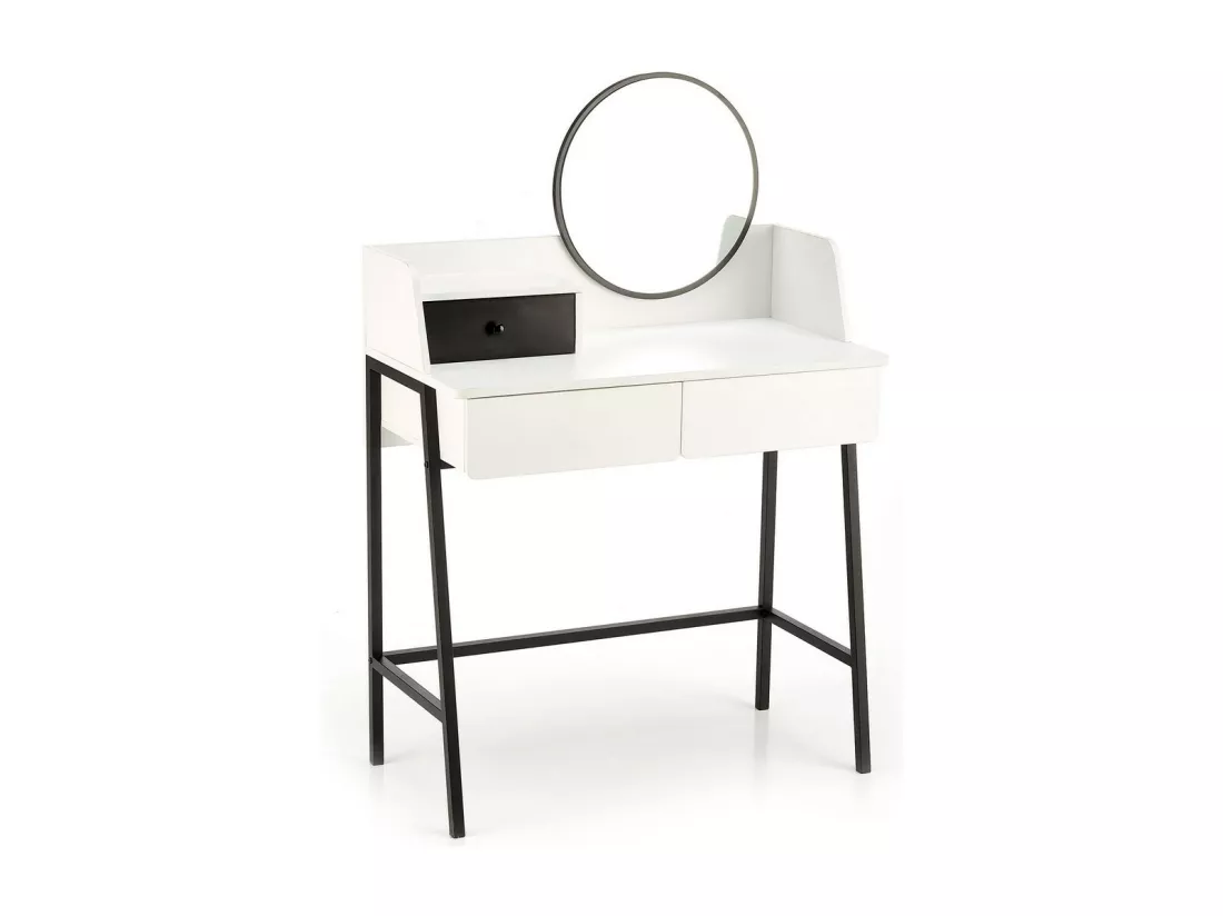Coiffeuse design noire et blanche avec miroir et 3 tiroirs Morning