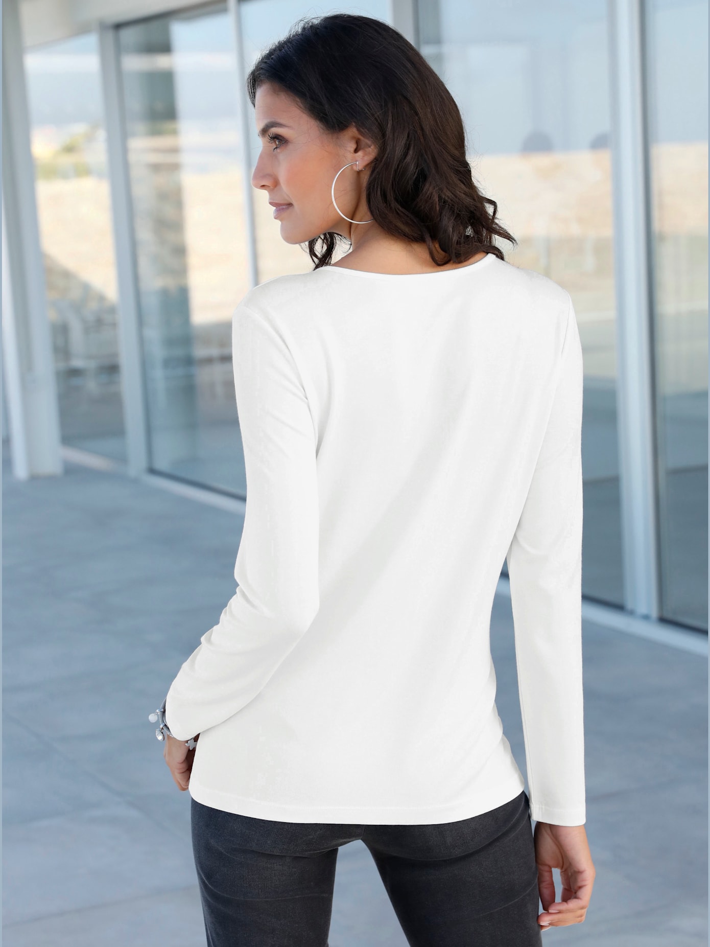 T-shirt femme à manches 3/4 fermeture boutonnée