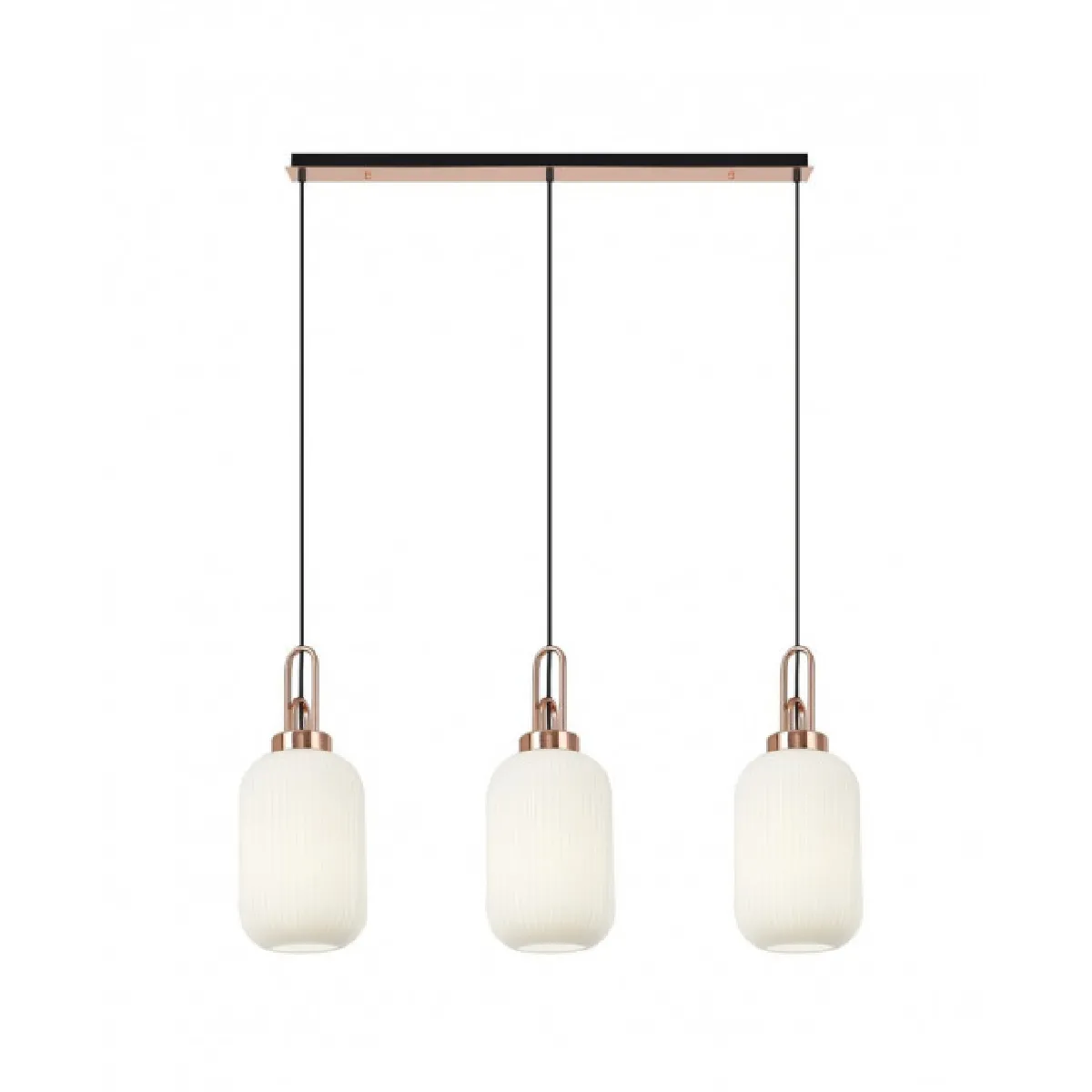 Luminaire Center Suspension 3 ampoules Cuivre,opale