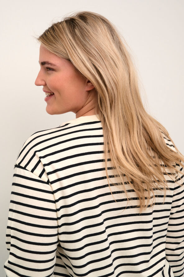 Kaffe Curve KCwinni LS T-Shirt Antique white/black stripe