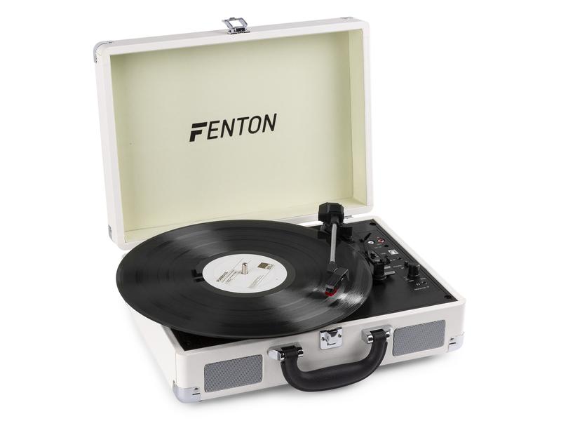 Fenton Plattenspieler mit Bluetooth RP115 Weiss Koffer-Plattenspieler mit Bluetooth