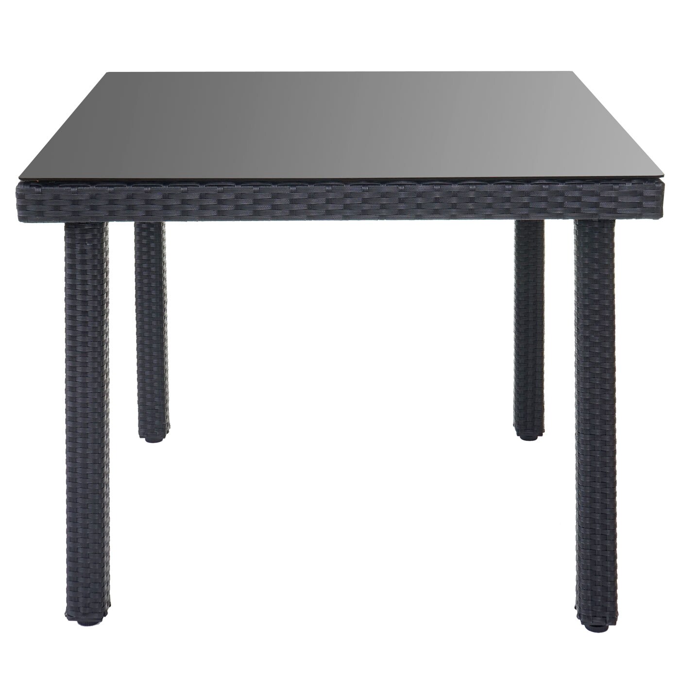 Poly-Rattan Gartentisch Chieti, Esstisch Tisch mit Glasplatte, 90x90x74cm ~ anthrazit