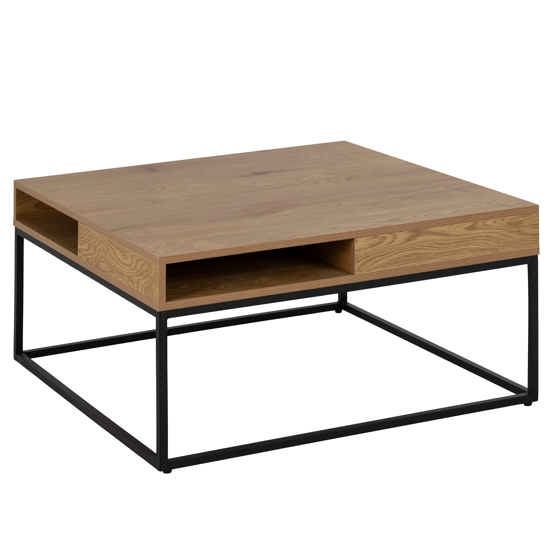 Couchtisch WILLFORD - holzfarben-schwarz - Ablage - 80x80 cm