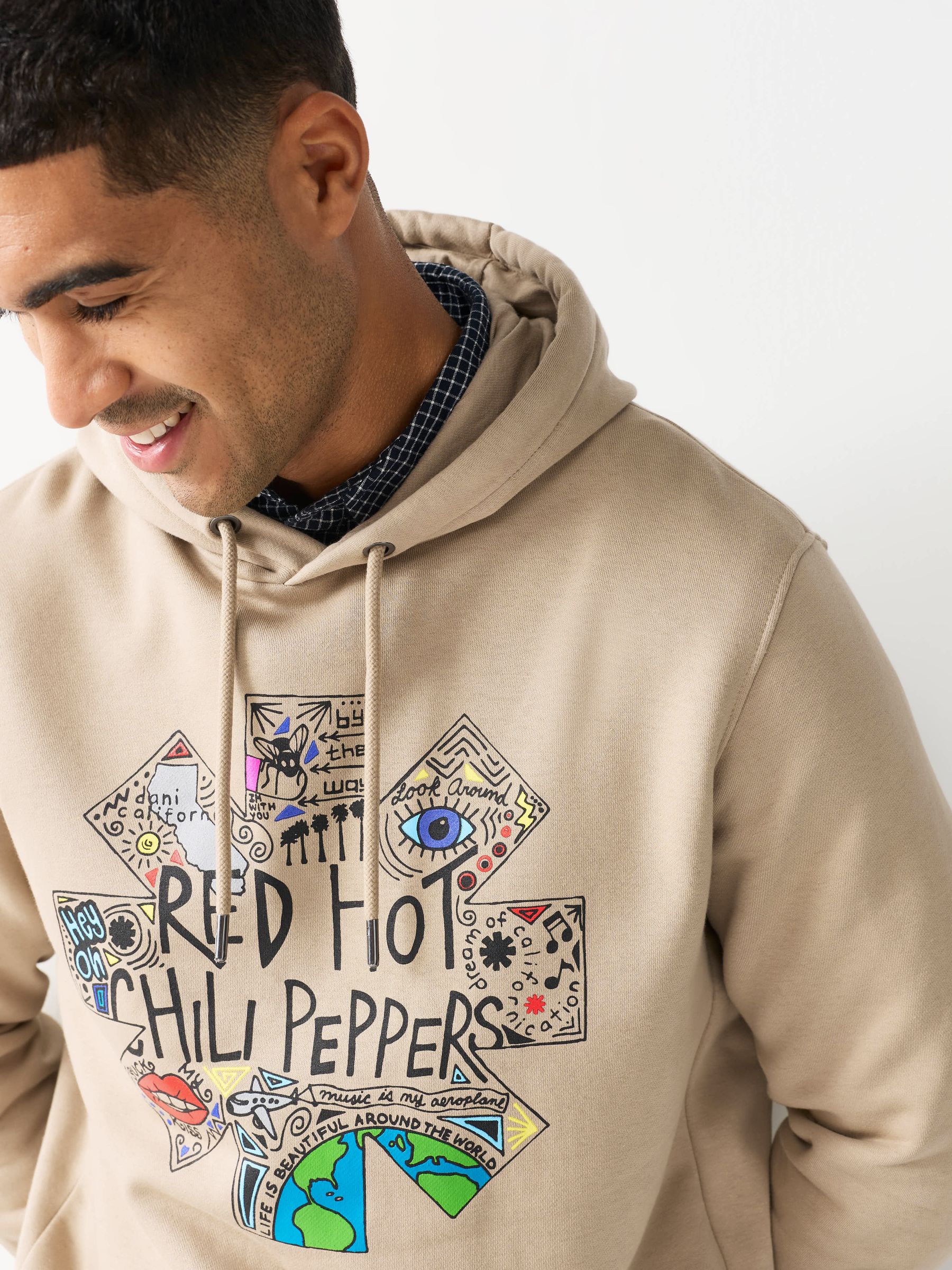 Neutraal kiezelkleurig - Red Hot Chilli Peppers Graphic Licence Hoodie