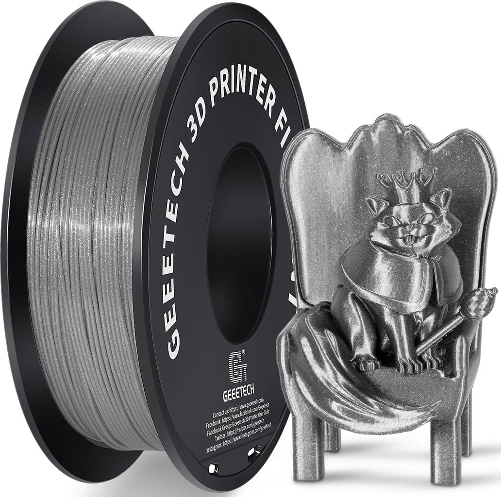GEEETECH  PLA Sparkly Silver, 1,75 mm / 1000 g    Funkelnde Meisterwerke in Silver