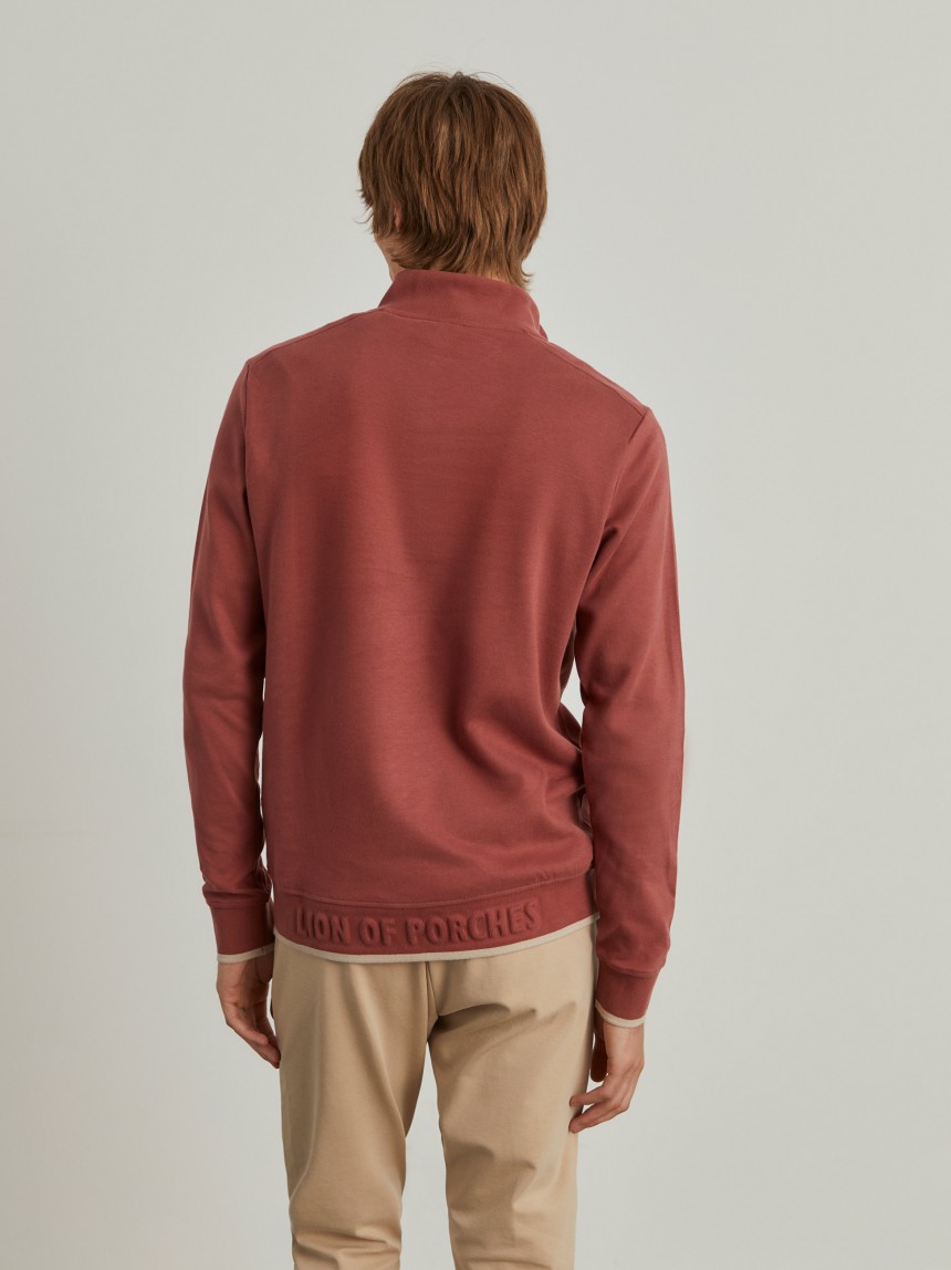 Sweater de algodão com botões e meio fecho