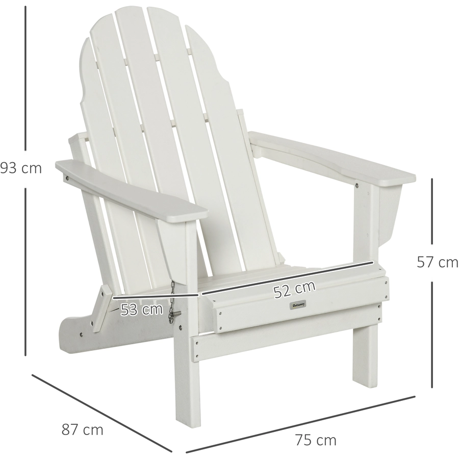Outsunny Gartenstuhl mit tiefem Sitz weiß