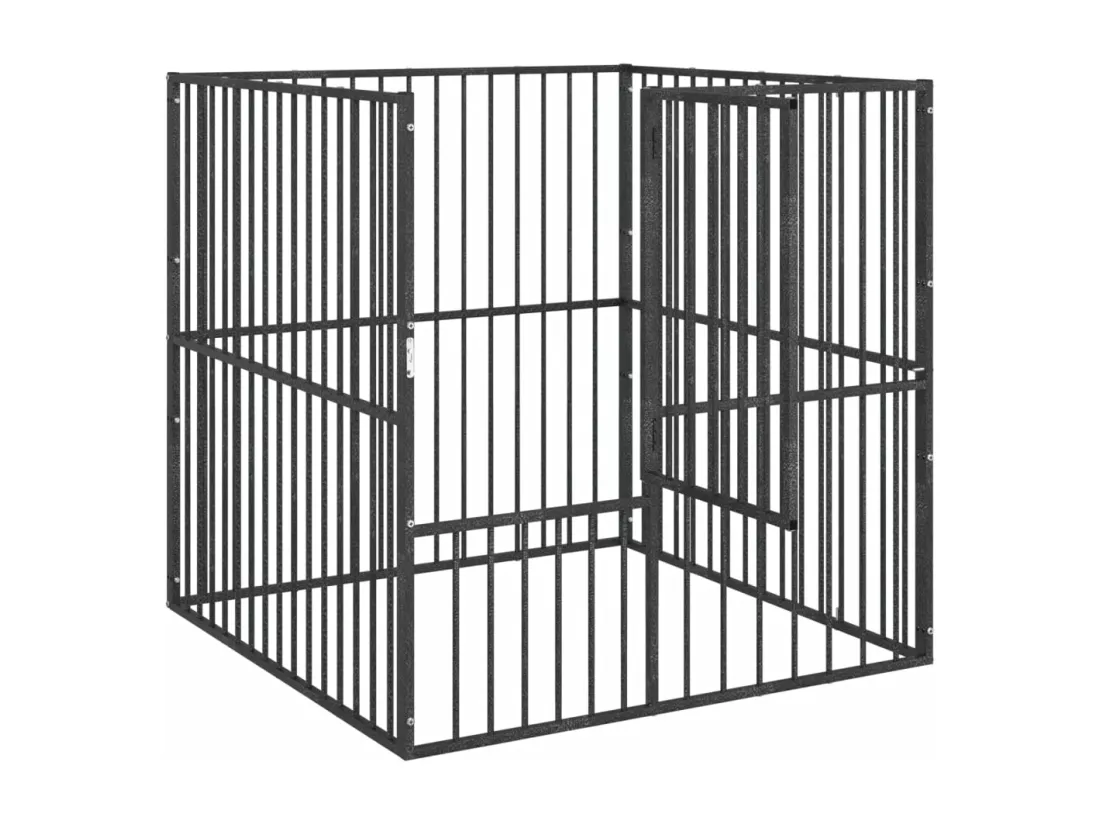 Parc pour chien 4 noire 100 x 100 x 100 cm 02_0043639