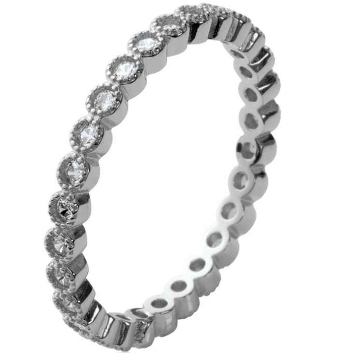 Bague - Argent 925/1000 rhodié & oxyde de zirconium