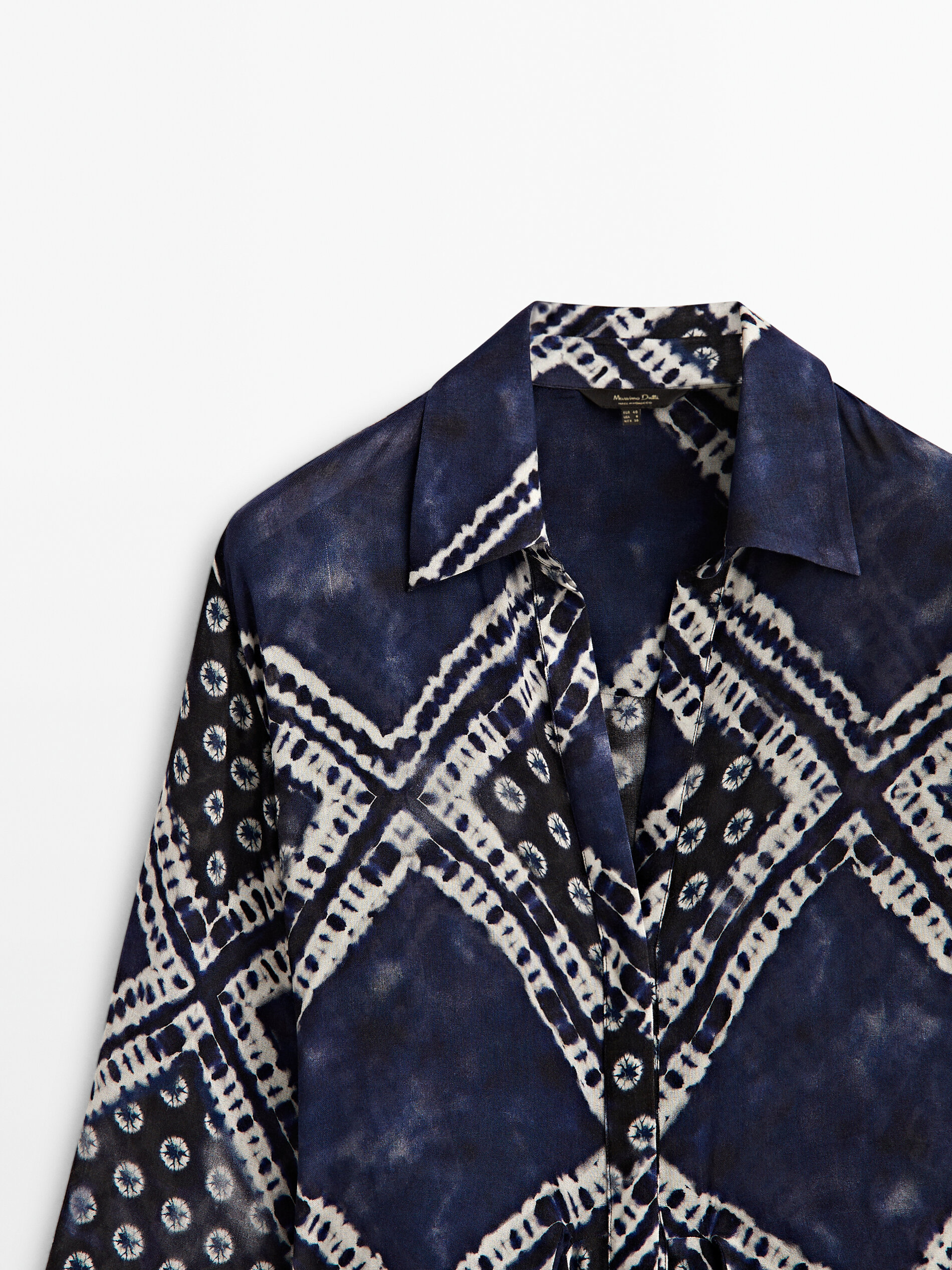 Vestido nude com estampa detalhada - AZUL ESCURO