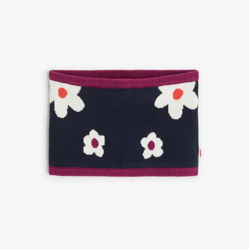 Snood fleuri bébé fille bleu marine en tricot Catimini Bleu