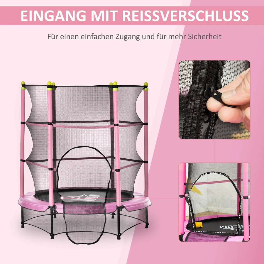 HOMCOM Trampolin mit Sicherheitsnetz rosa