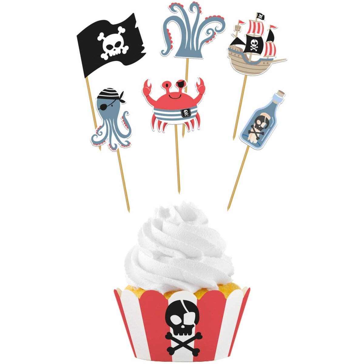 Piraat Cupcake Toppers Met Cupcake Wikkels 6st