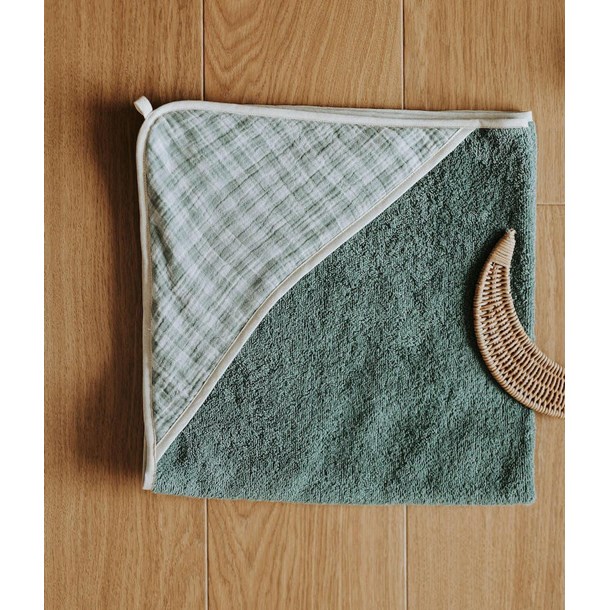 Cape de bain vichy vert de gris
