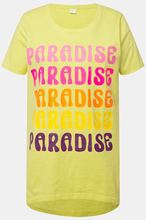 T-Shirt, länger geschnitten, Schrift-Motiv, Rundhals, Halbarm