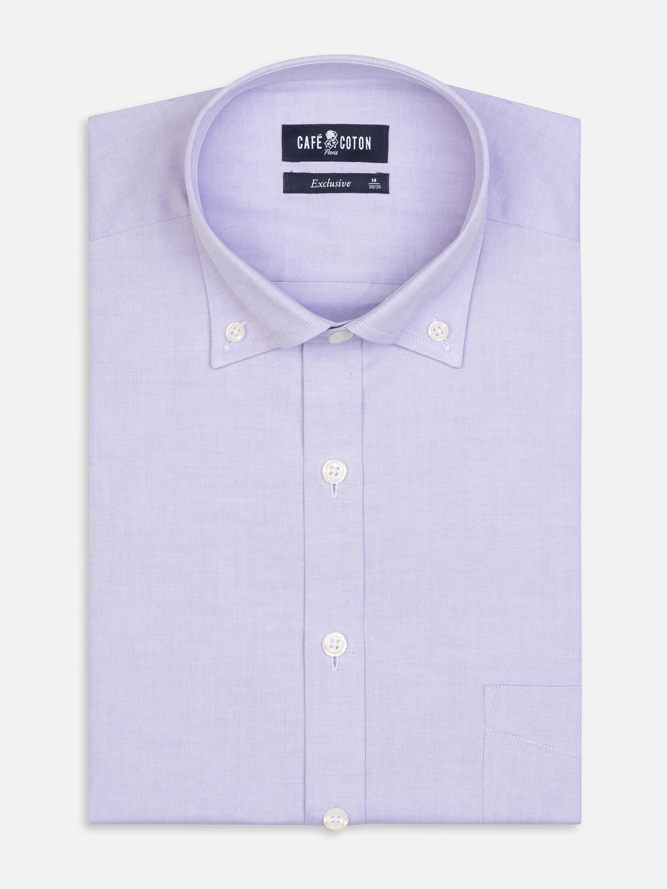 Chemise en pin point parme - Col Boutonné