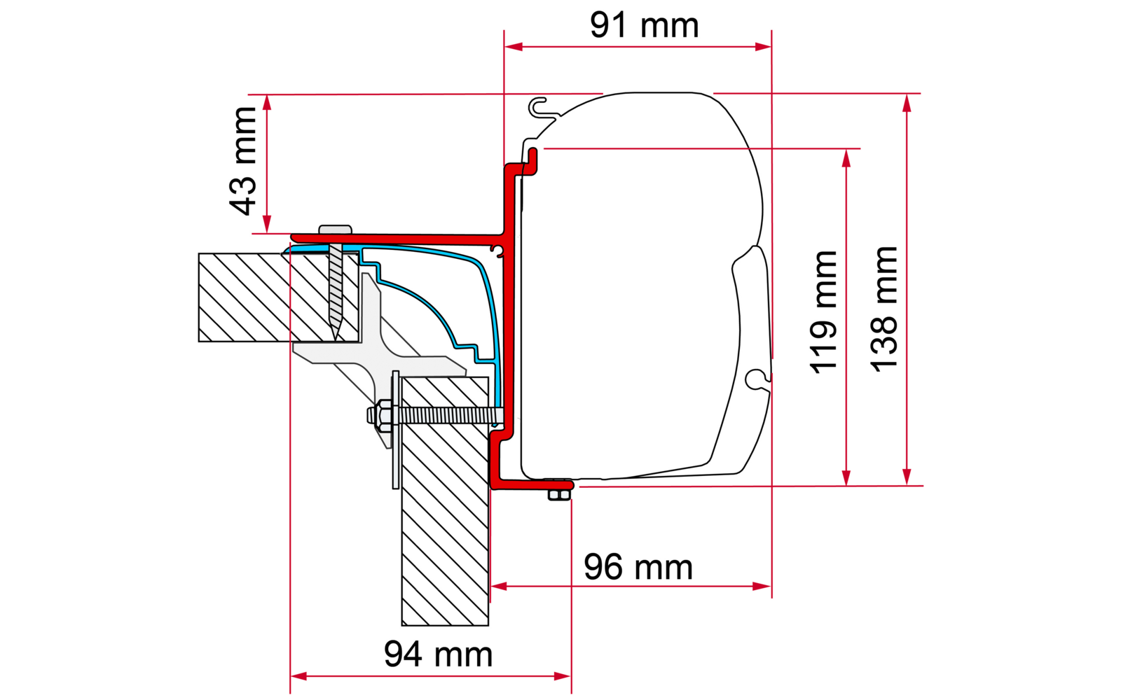 Fiamma Kit Laika Ecovip Bürstner Hobby Markisenadapter für Fiamma F45