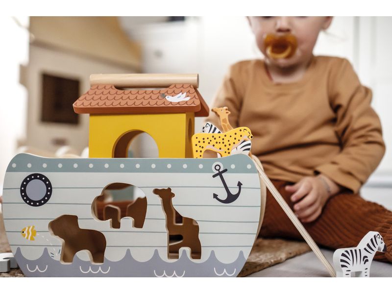 small foot Steckspiel Arche Noah Safari 2-in-1 Steckspiel und Spielwelt in einem für langanhaltenden Spiel- und Lernspass