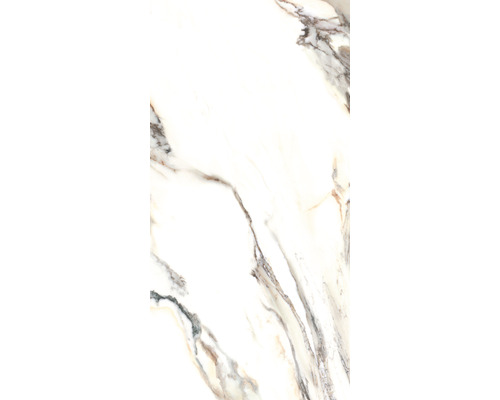 Porseleinen wand- en vloertegel Calacatta 119,7 x 59,7 cm goud gepolijst