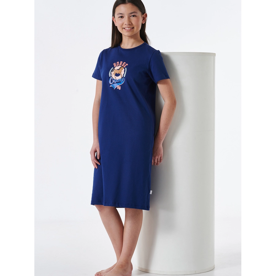 Schiesser Nachthemd Horse World Organic Cotton dunkelblau