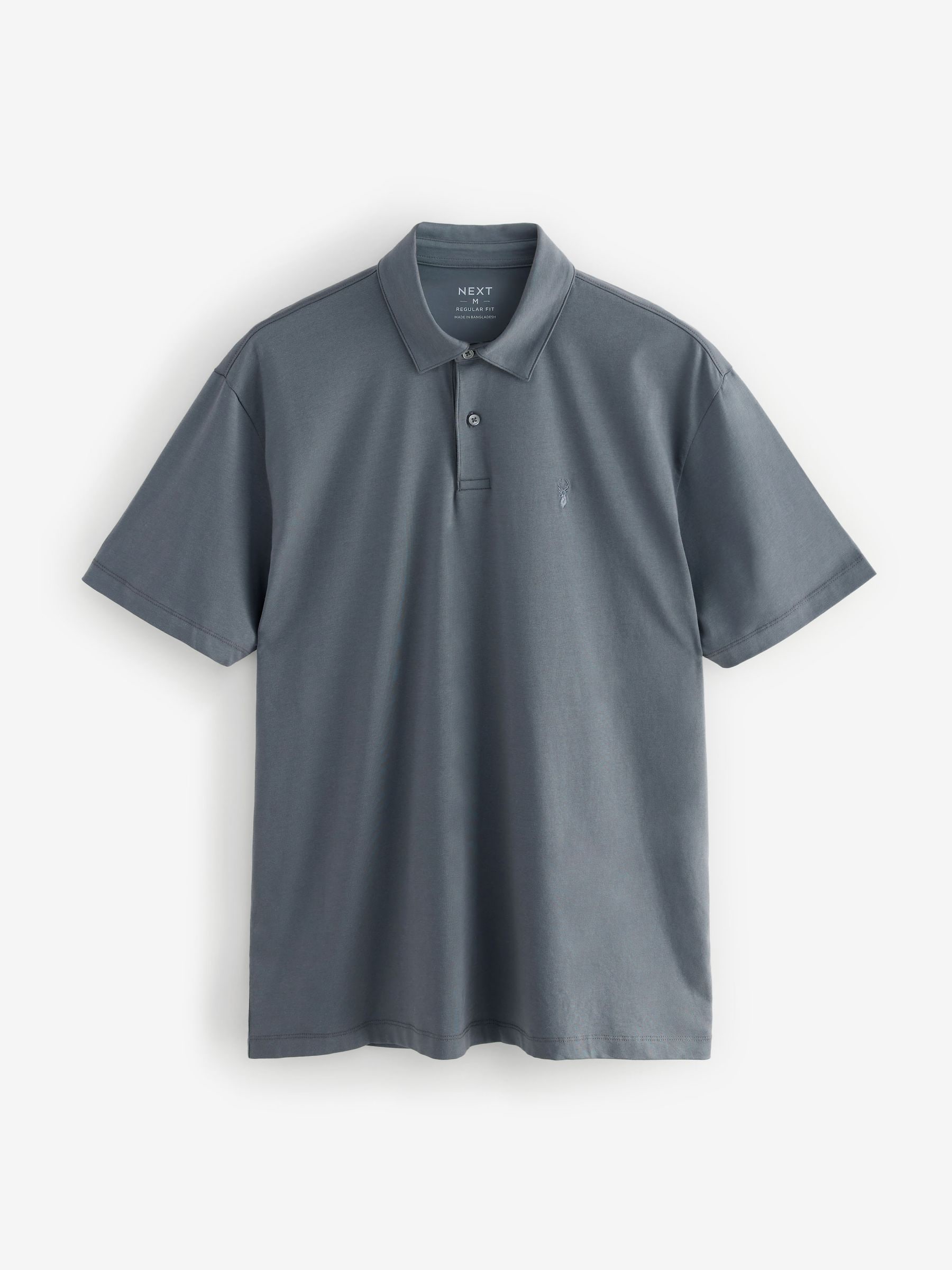 Marineblauw/bruin/grijs/wit/saliegroen - Normale Pasvorm - Set van 5 jersey poloshirts met korte mouwen