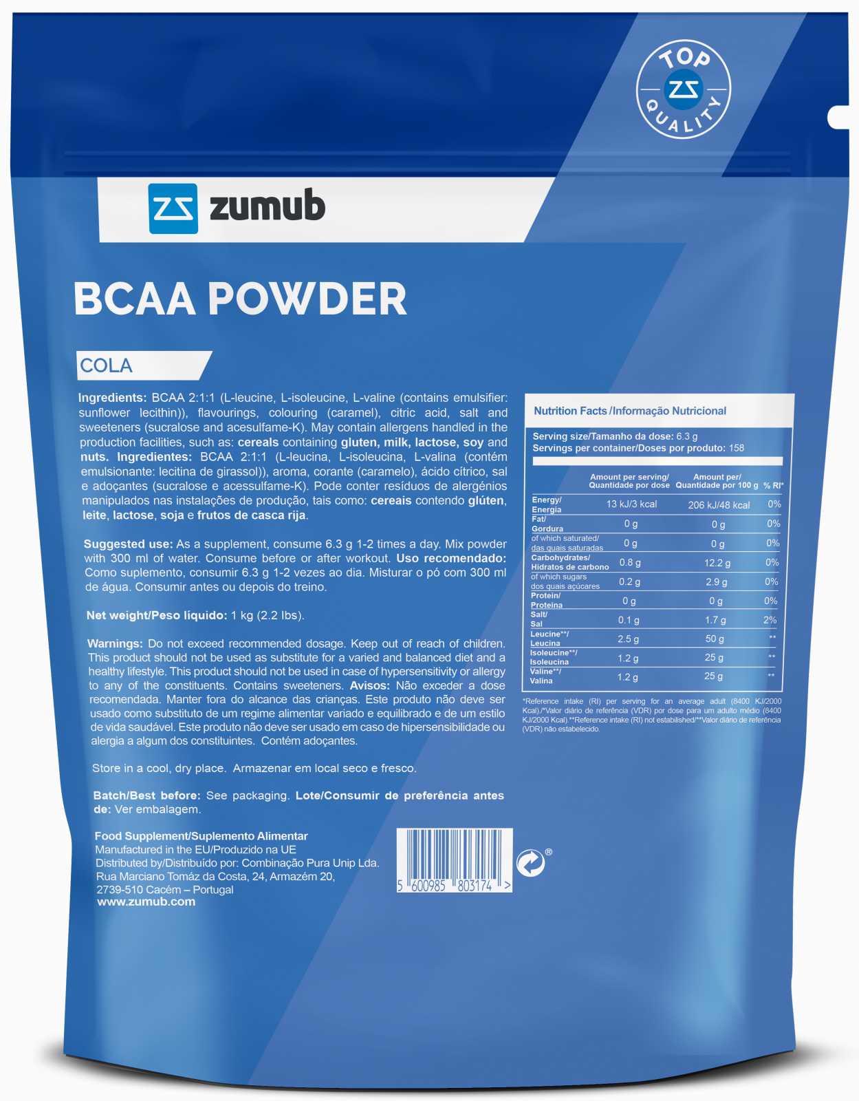 Zumub BCAA em pó 500g