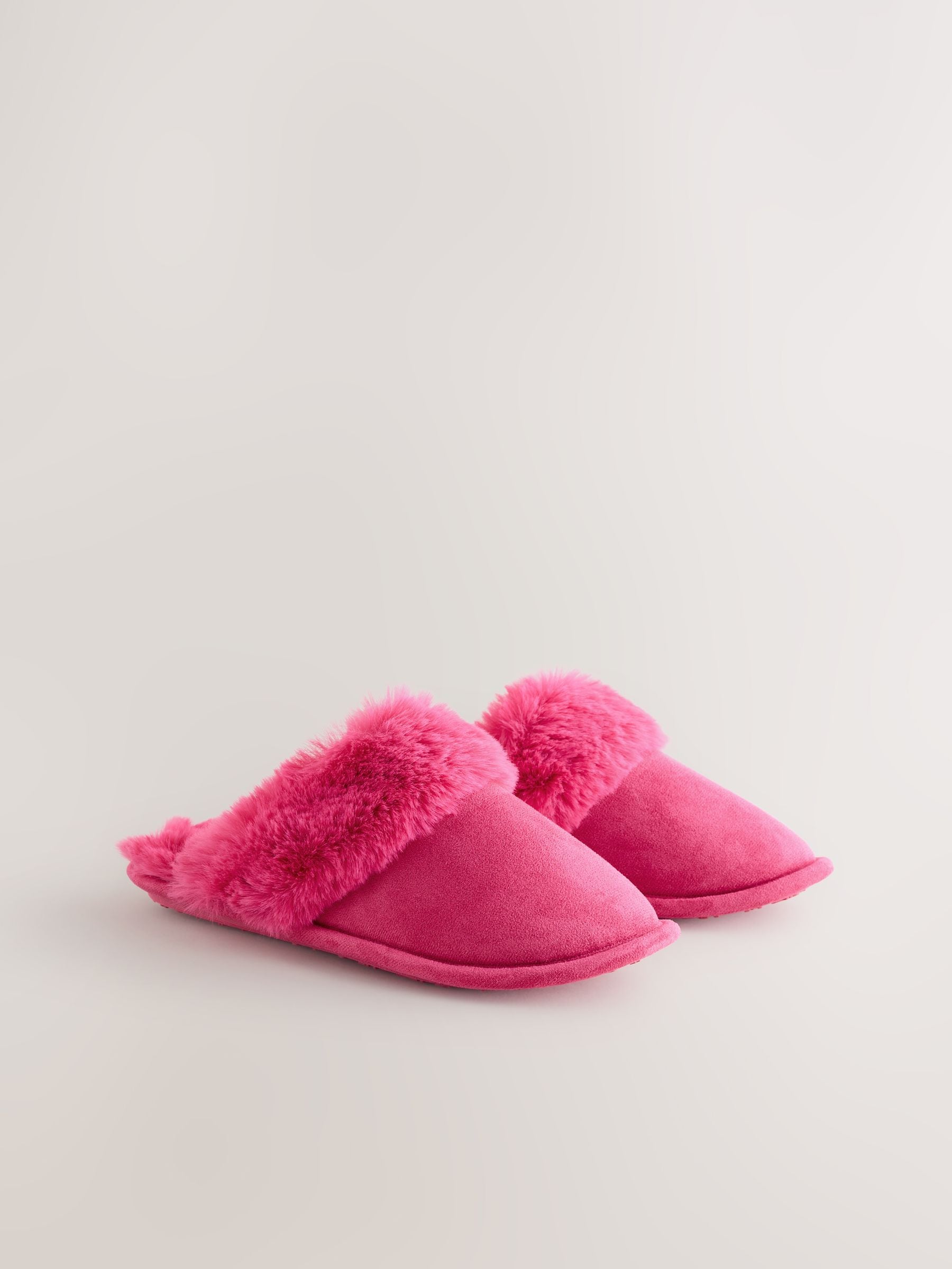 Roze - Faux Fur Suede Mule Slippers
