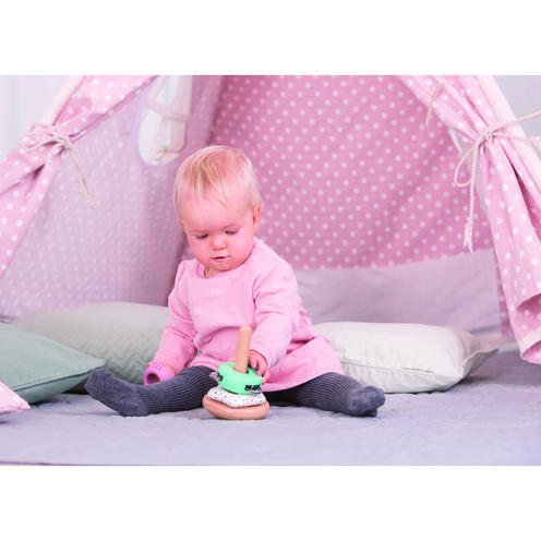 Pyramide à empiler bois et tissu Bois et multicolor - HAPE