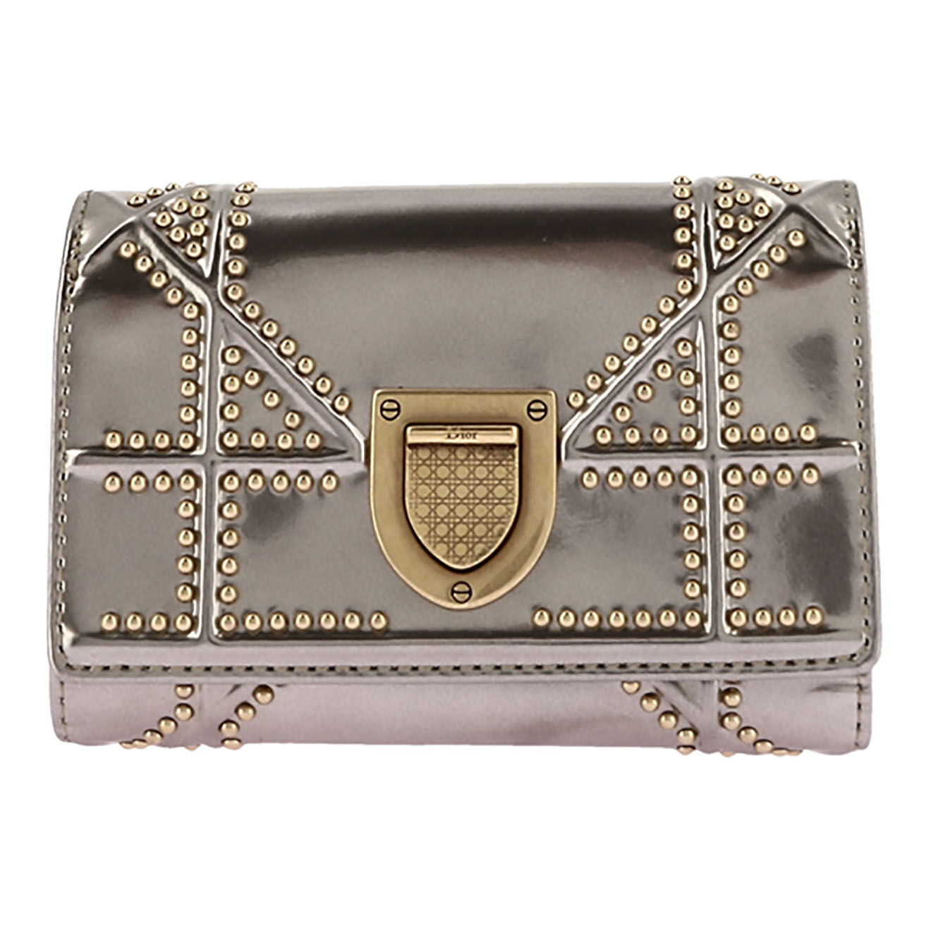 Dior Portefeuille en Cuir Clous doré - Très bon état - L.13 cm