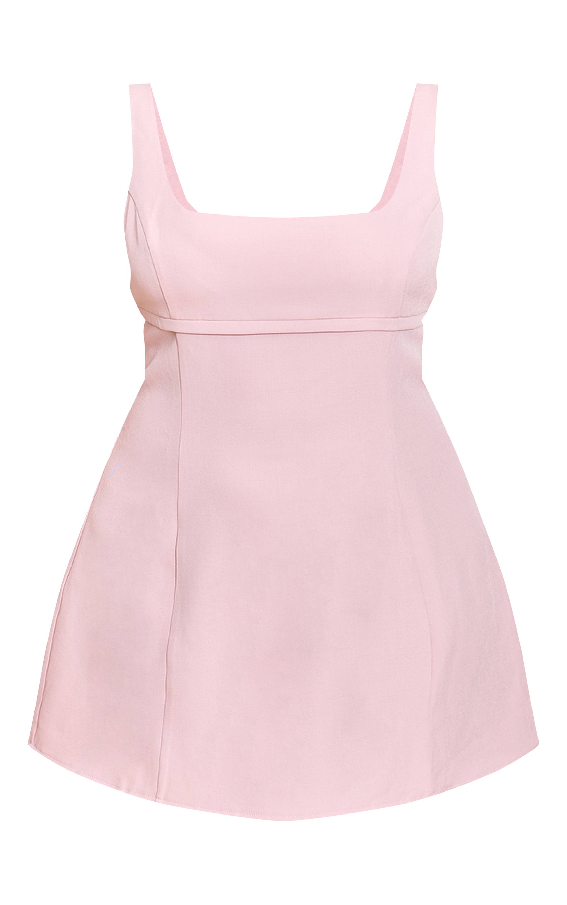 Rose Bébé Robe Droite Grande Taille En Tissu Tissé Ajusté Avec Détail De Couture Poitrine