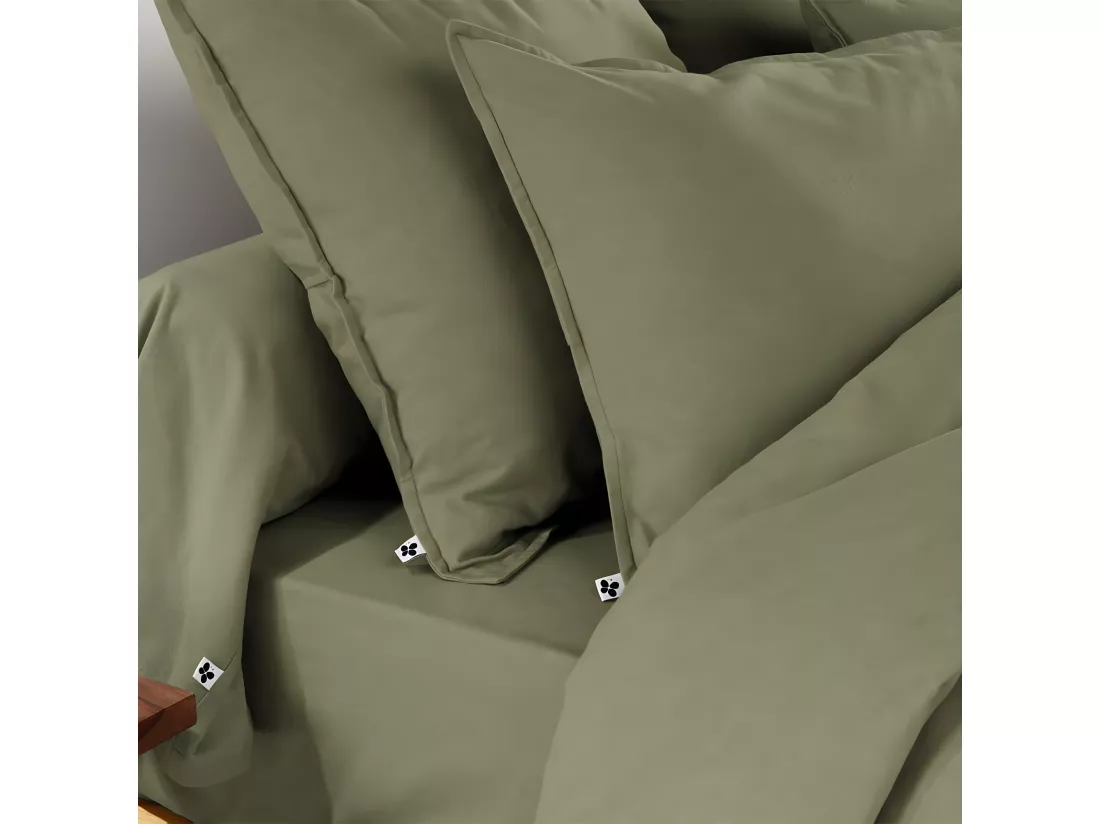 HEDDA - Drap Plat 240x300cm Flanelle de Coton Coloris Romarin