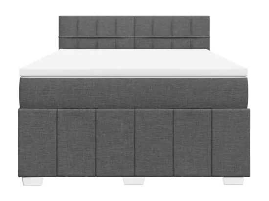 Sommier à lattes de lit avec matelas Gris foncé 160x200cm Tissu